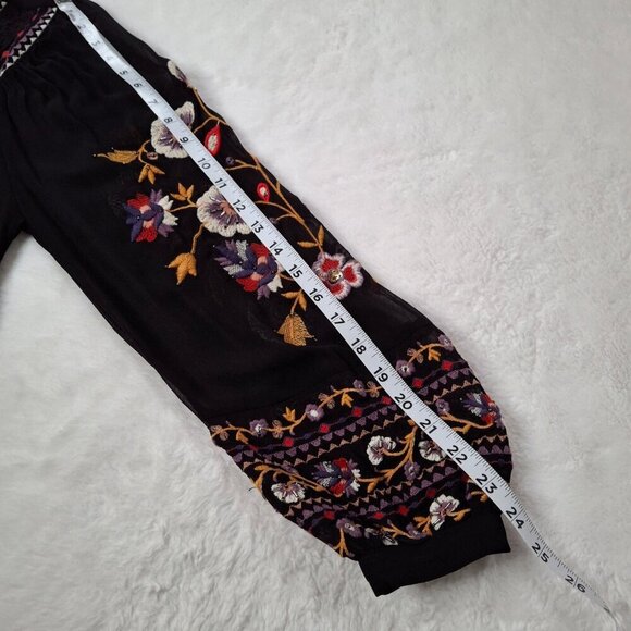 Anthropologie Floral Embroidered Blouse Sz S Relaxed Fit Beaded Boho Whimsigoth - Picture 15 of 16
